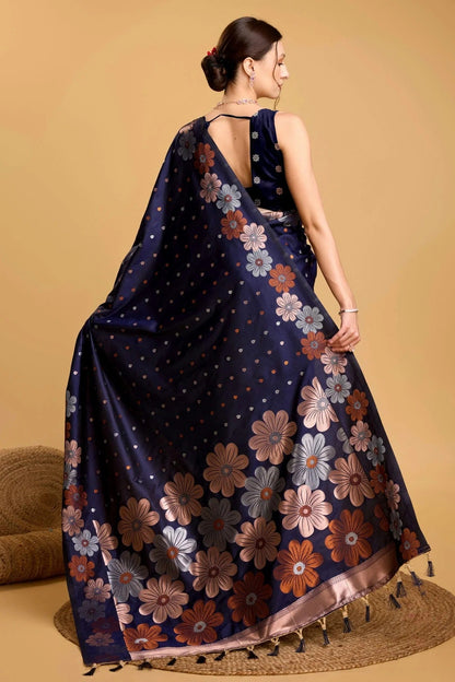 Navy Blue Colour Silk Saree SD1110075 A