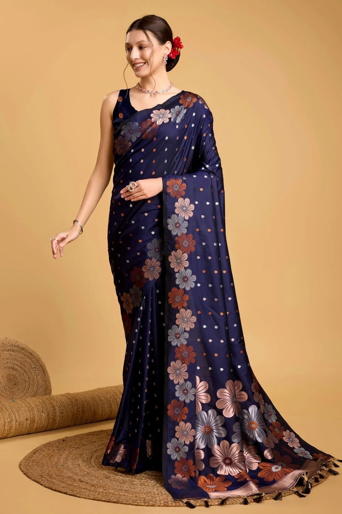 Navy Blue Colour Silk Saree SD1110075