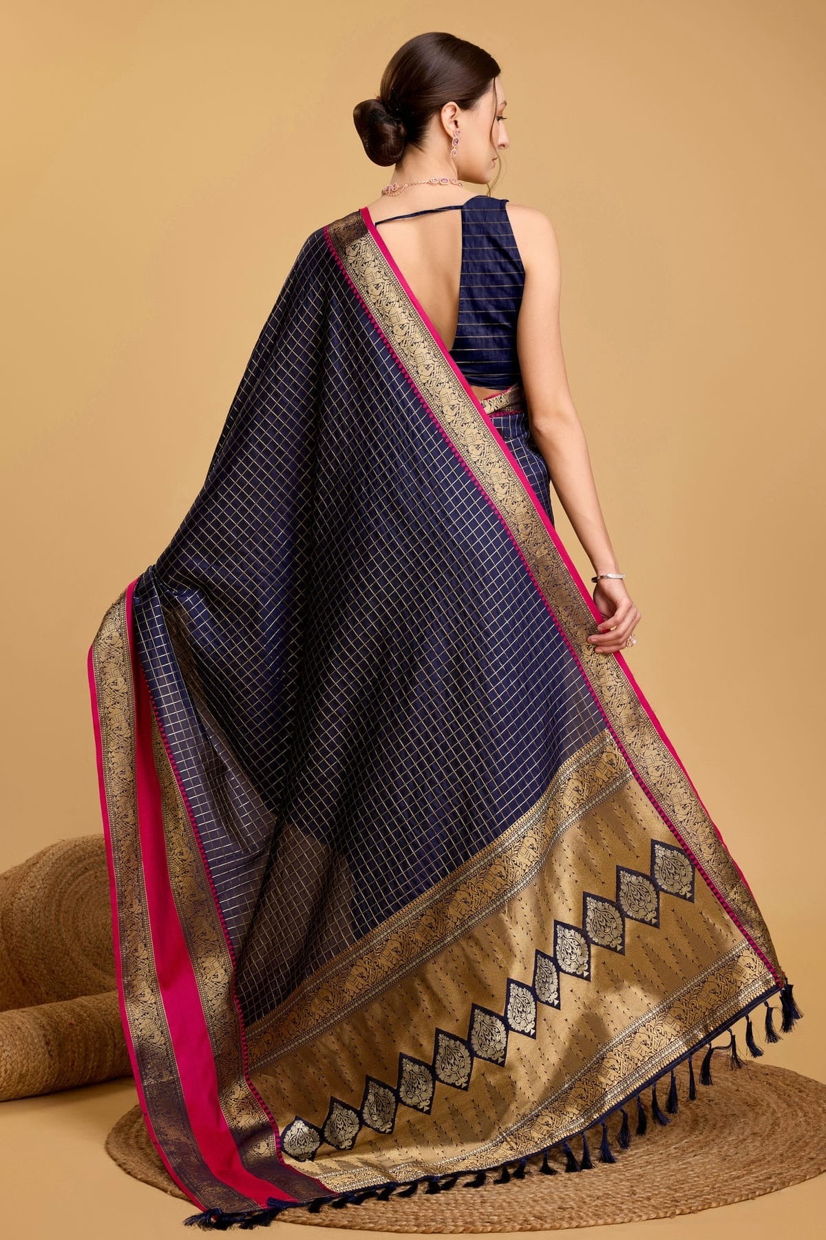 Navy Blue Colour Silk Saree SD1110083 A