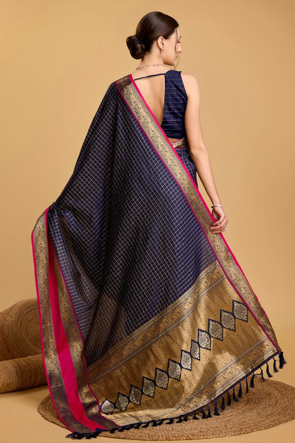 Navy Blue Colour Silk Saree SD1110083 A