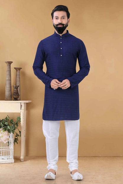 Navy Blue Colour Soft Cotton Kurta Pajama KP1130097