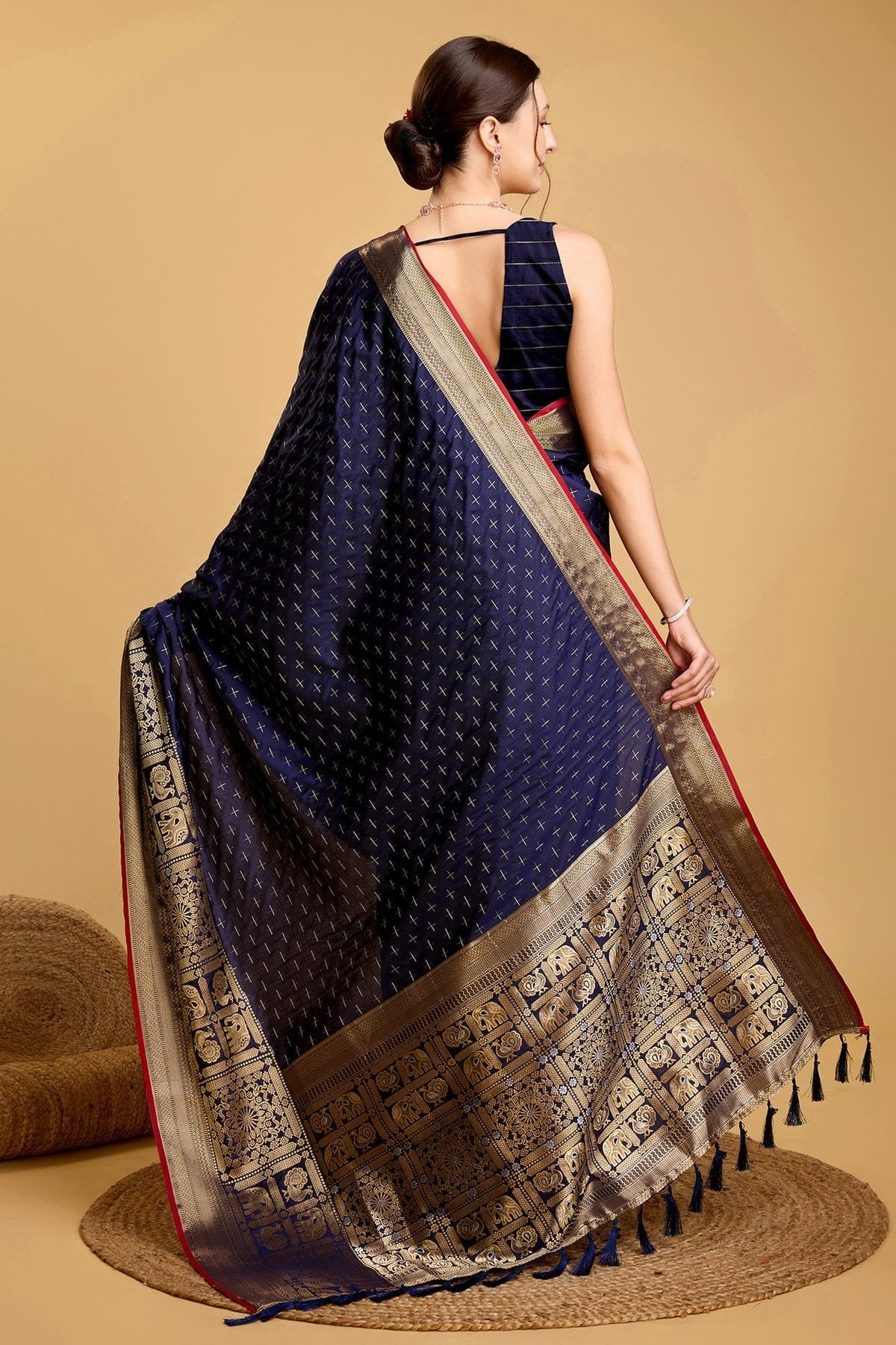 Navy Blue Colour Soft Silk Saree SD1110055 A