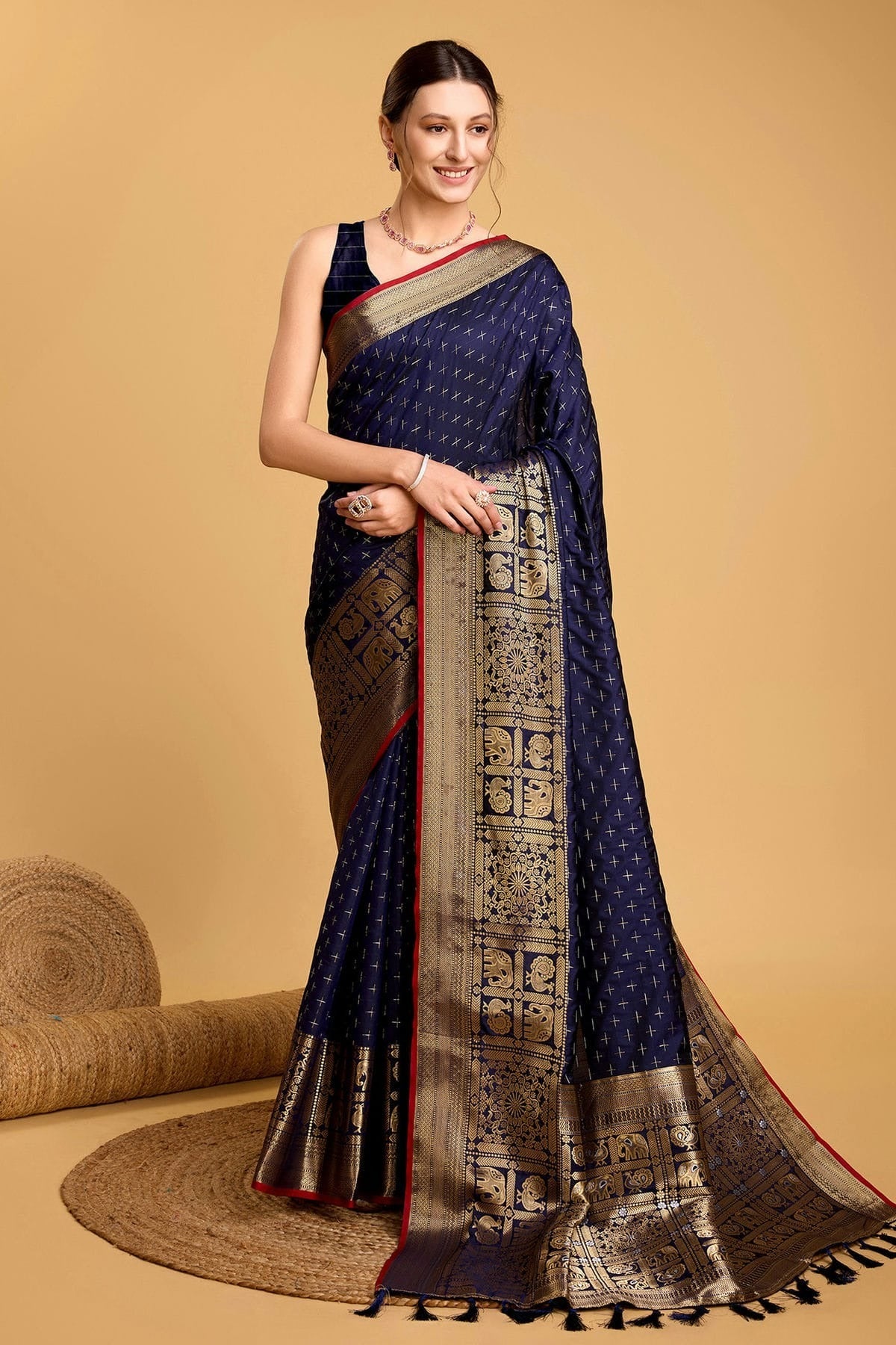 Navy Blue Colour Soft Silk Saree SD1110055