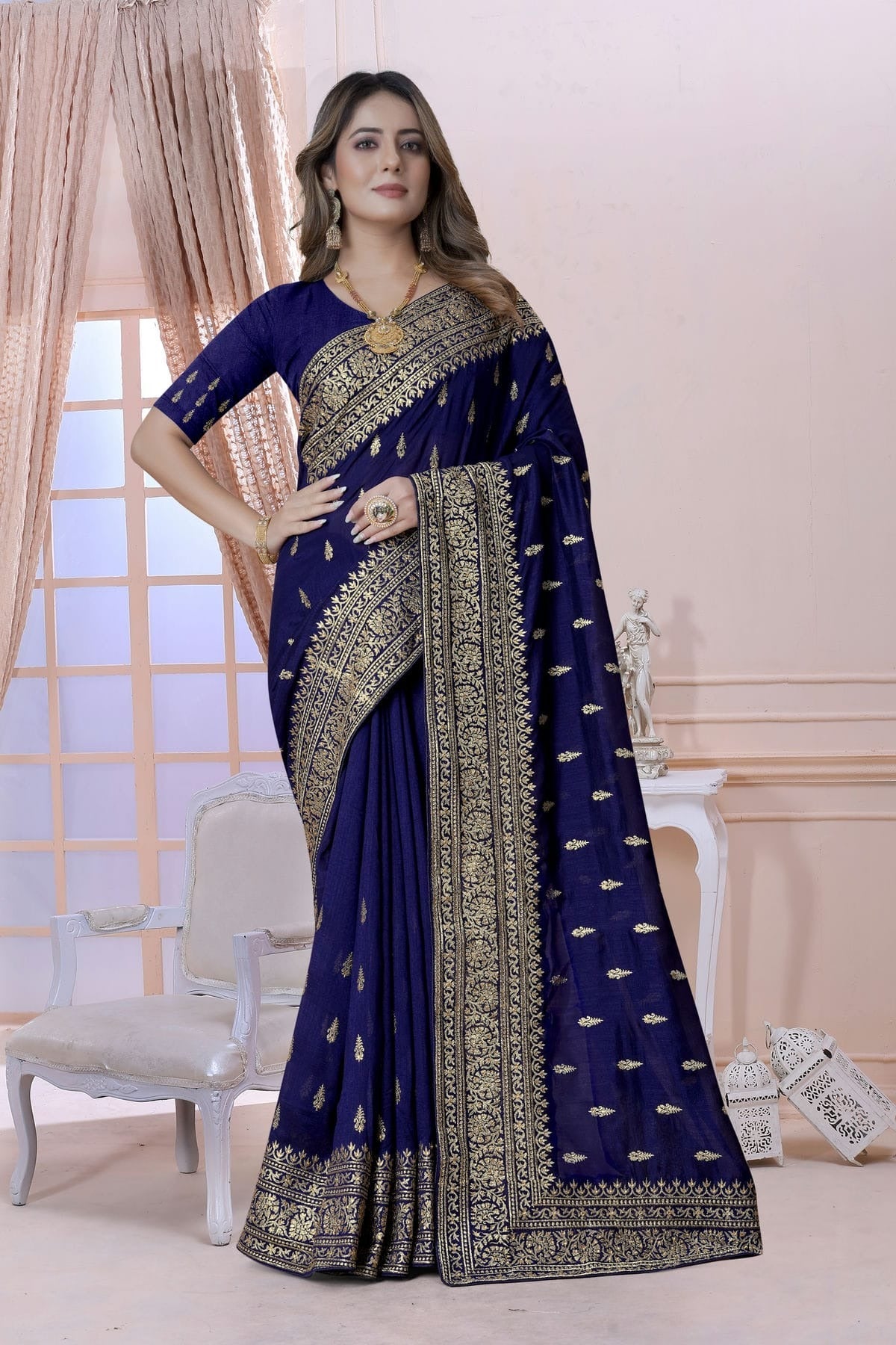 Navy Blue Colour Vichitra Silk Saree SD1090894_26525210 65ac 4fc3 8d0f 315b52956ab1