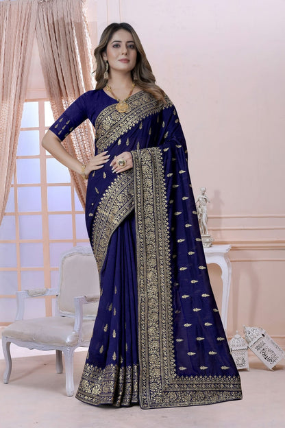 Navy Blue Colour Vichitra Silk Saree SD1090894_26525210 65ac 4fc3 8d0f 315b52956ab1