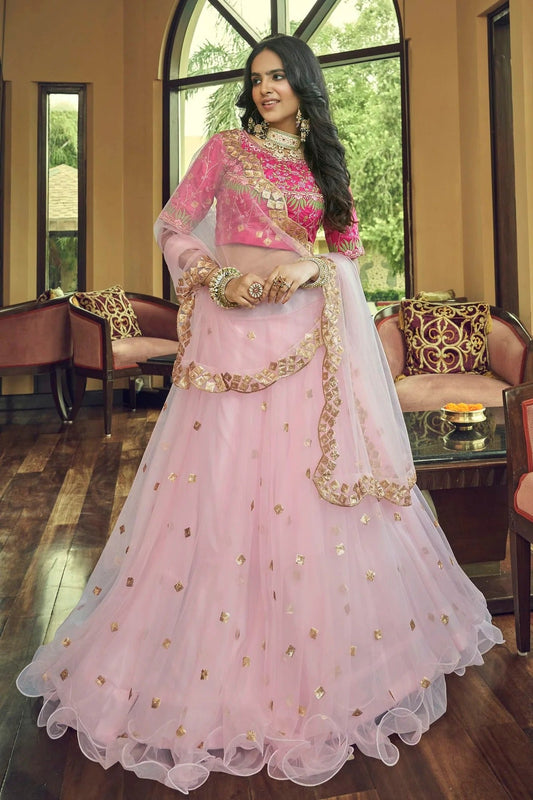 Nylon Net Designer Lehenga Choli In Baby Pink Colour LC1270037 A