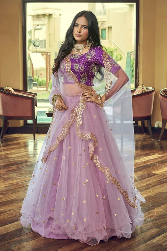 Nylon Net Designer Lehenga Choli In Lavender Colour LC1270035 A