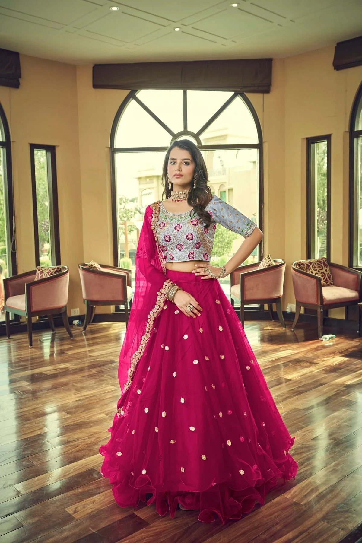 Nylon Net Designer Lehenga Choli In Pink Colour LC1270036 A