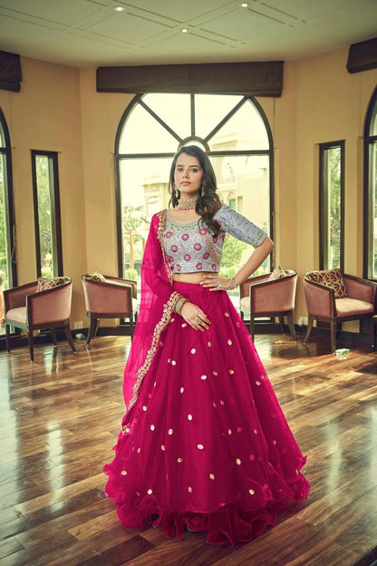 Nylon Net Designer Lehenga Choli In Pink Colour LC1270036 A