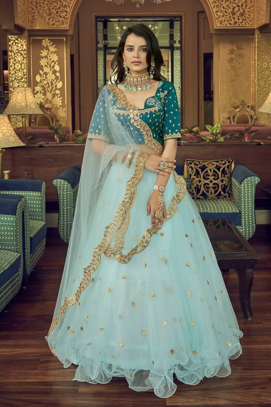 Nylon Net Designer Lehenga Choli In Sky Blue Colour LC1270033 A