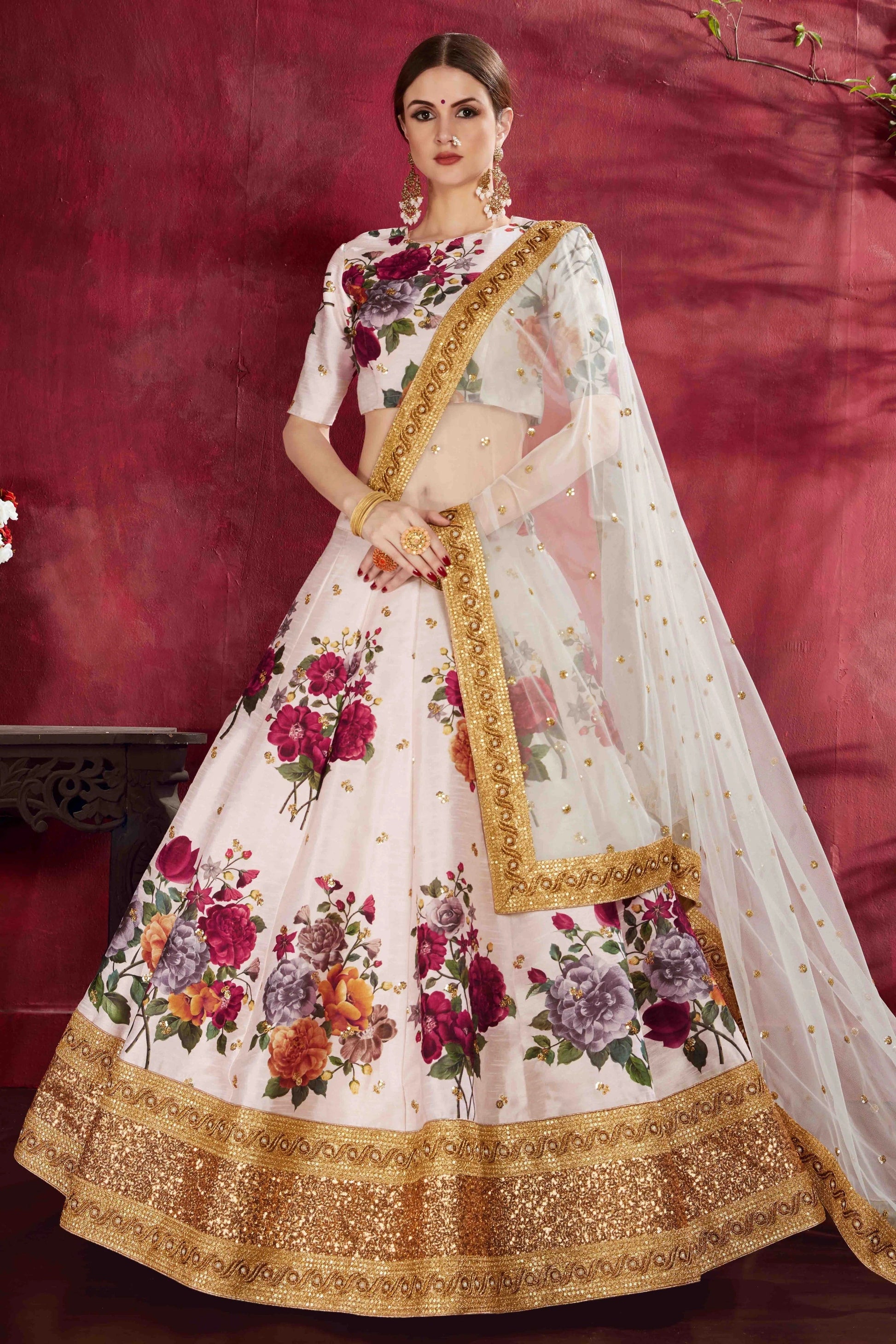 Off White Banglori Silk Designer Lehenga Choli LC1010135