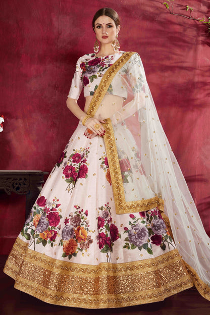 Off White Banglori Silk Designer Lehenga Choli LC1010135