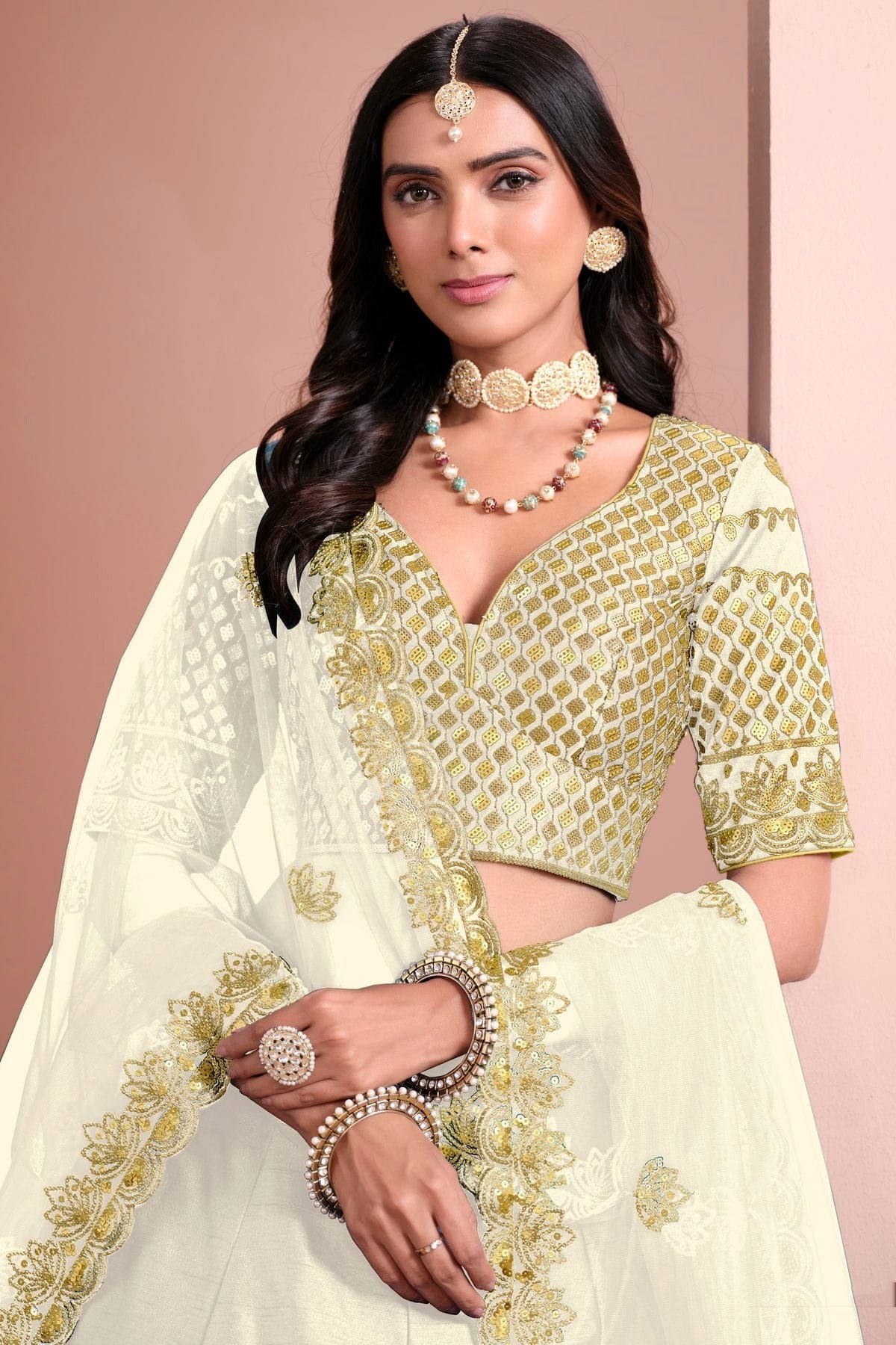 Off White Colour Art Silk Lehenga Choli LC1050693 B