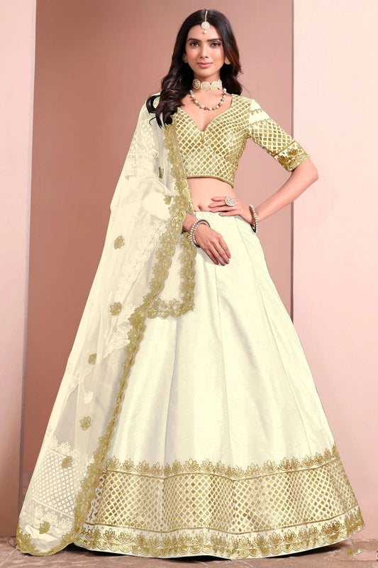 Off White Colour Art Silk Lehenga Choli LC1050693