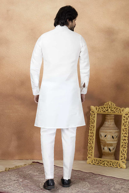 Off White Colour Art Silk Pintux Work Kurta Pajama