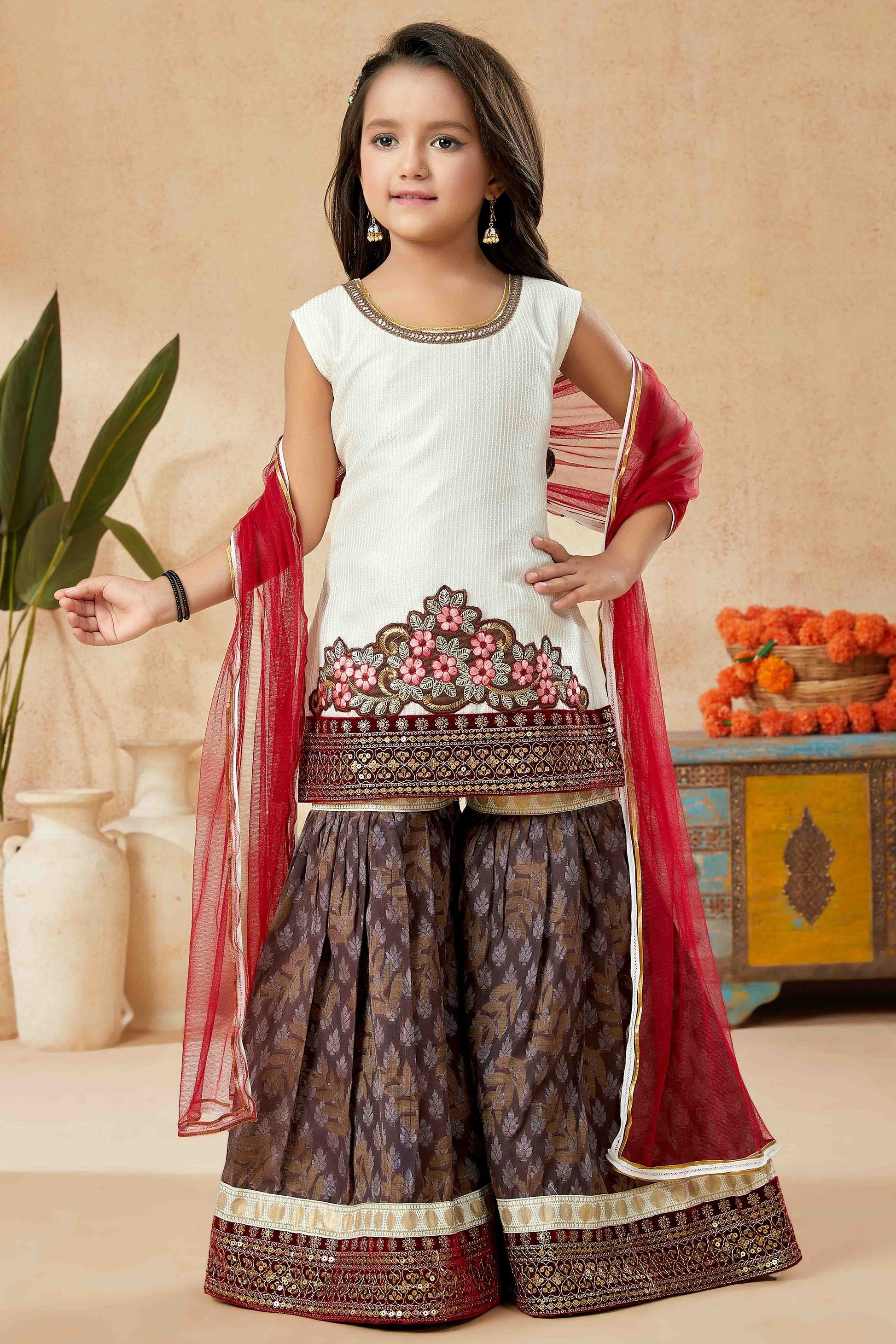 Off White Colour Art Silk Sharara Suit GW1070744