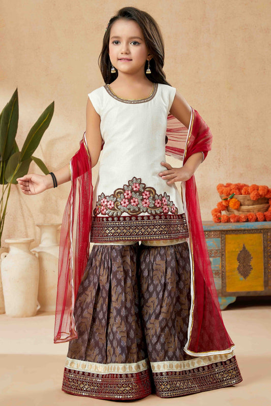 Off White Colour Art Silk Sharara Suit GW1070744