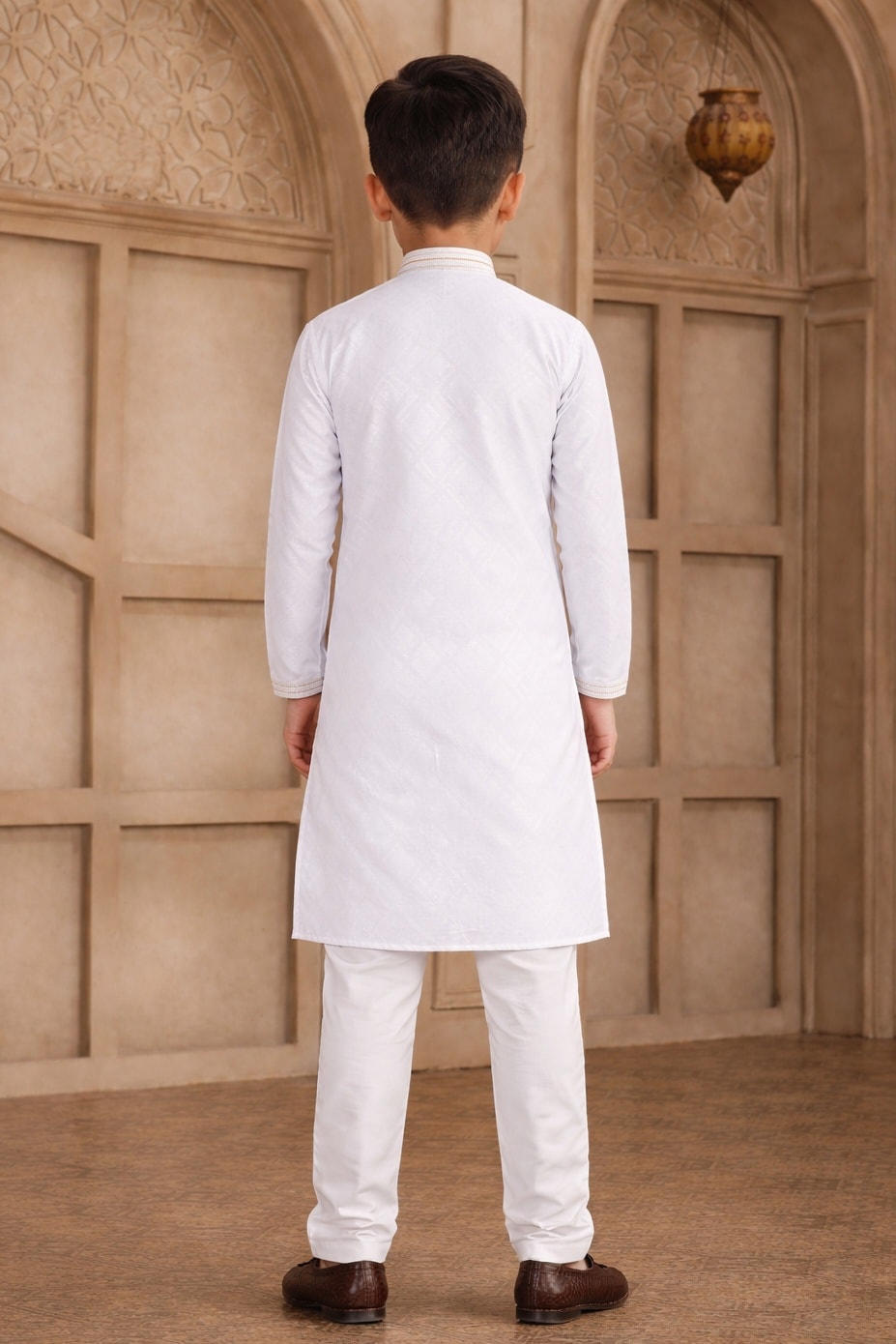 Off White Colour Brocade Art Silk Pintux Work Kurta Pajama