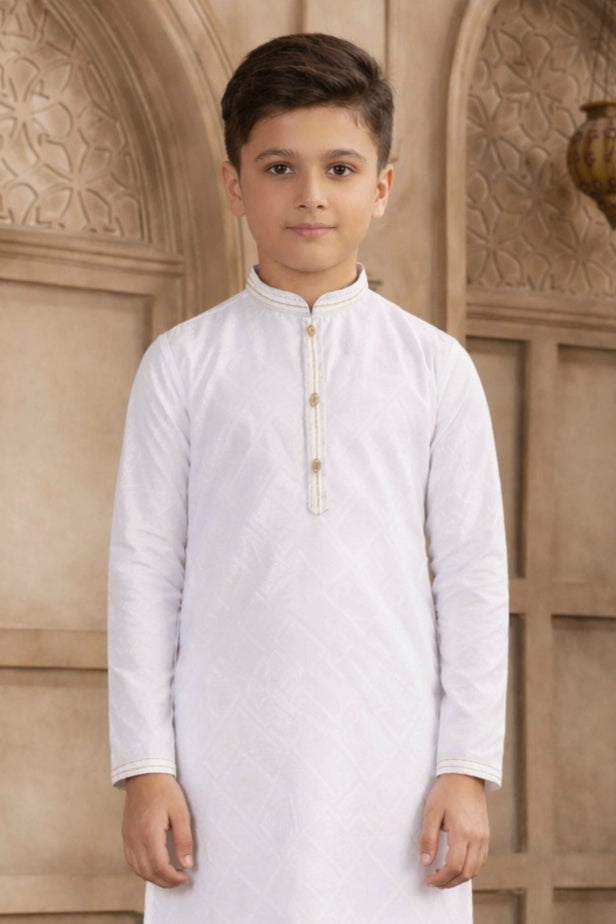 Off White Colour Brocade Art Silk Pintux Work Kurta Pajama