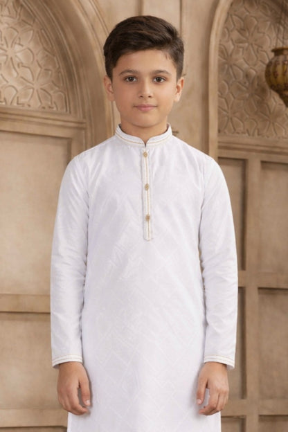 Off White Colour Brocade Art Silk Pintux Work Kurta Pajama