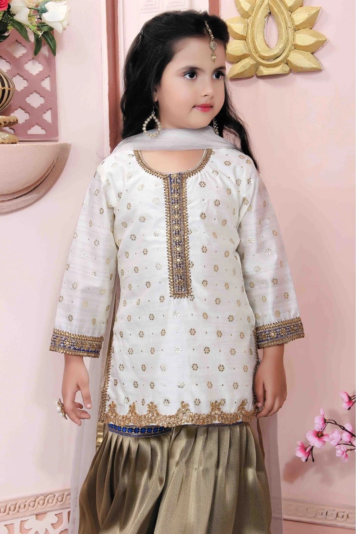 Off White Colour Chanderi Silk Party Wear Sharara Suit GW1070017 B