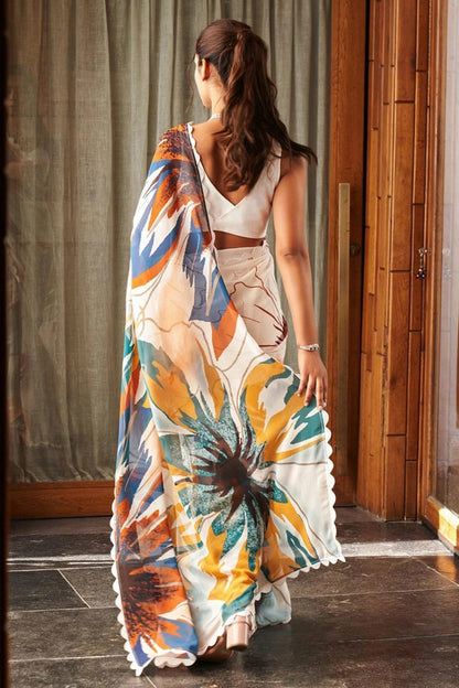 Off White Colour Chiffon Printed Saree SD1180042 A