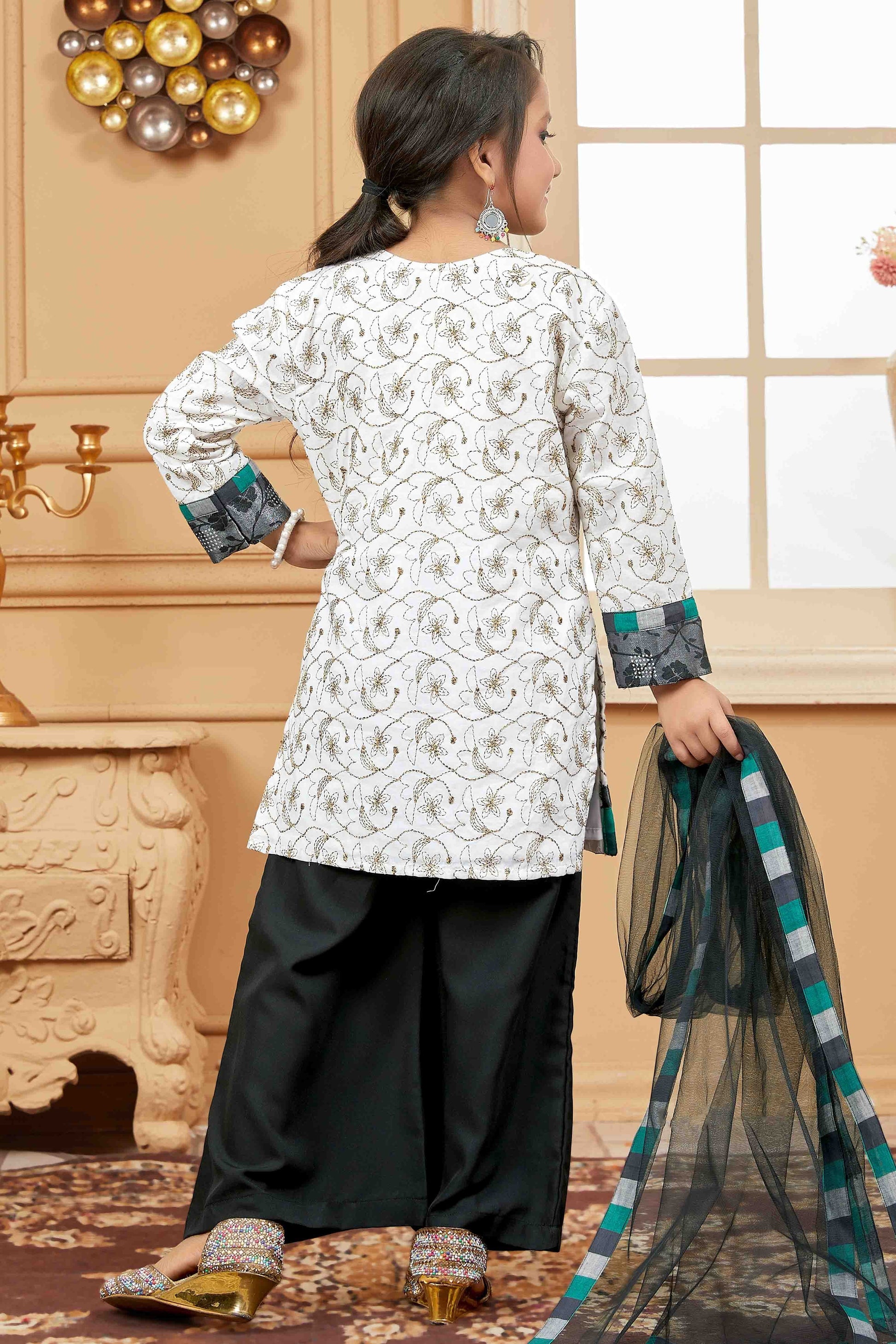 Off White Colour Cotton Palazzo Pant Suit GW1070741 A