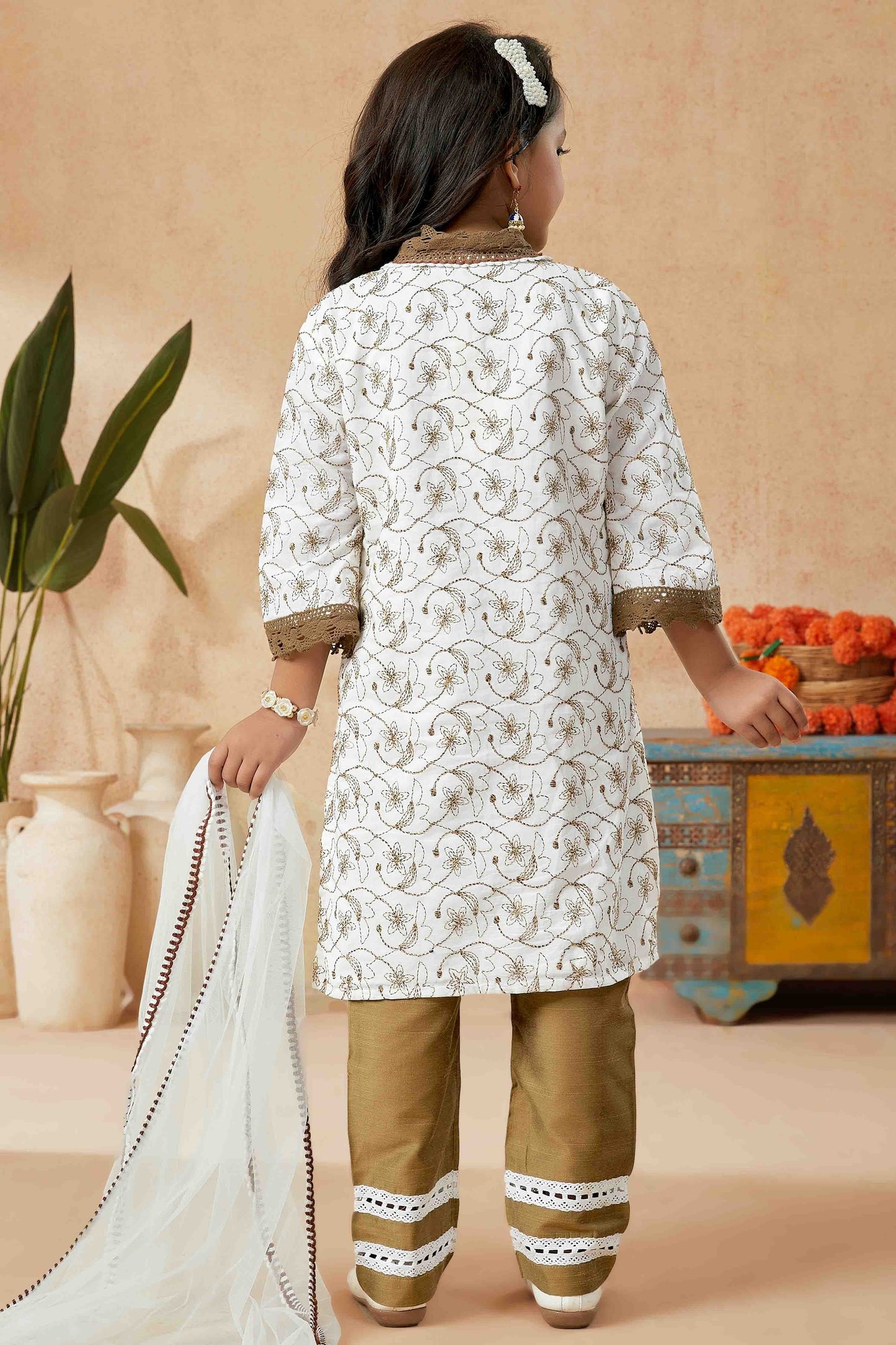 Off White Colour Cotton Pant Style Suit GW1070778 A