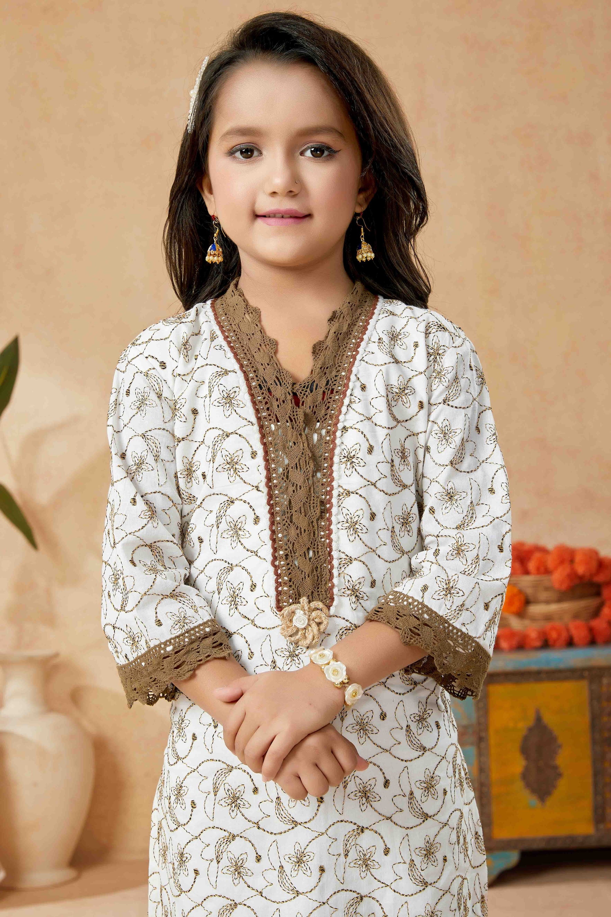 Off White Colour Cotton Pant Style Suit GW1070778 B