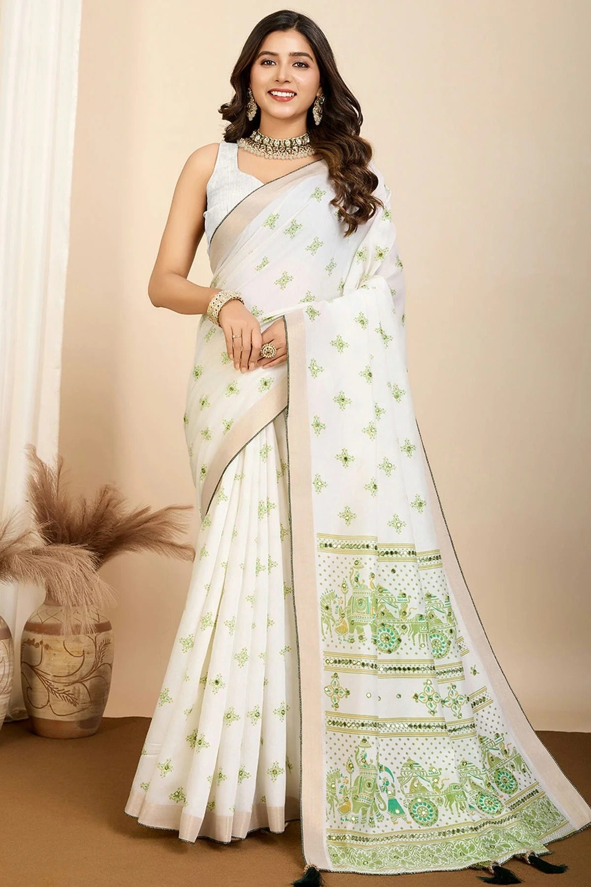 Off White Colour Cotton Saree SD1112761
