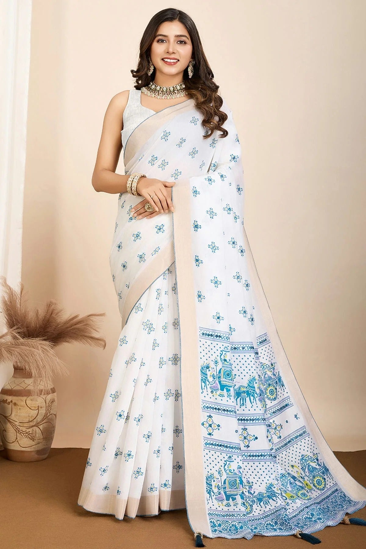 Off White Colour Cotton Saree SD1112763