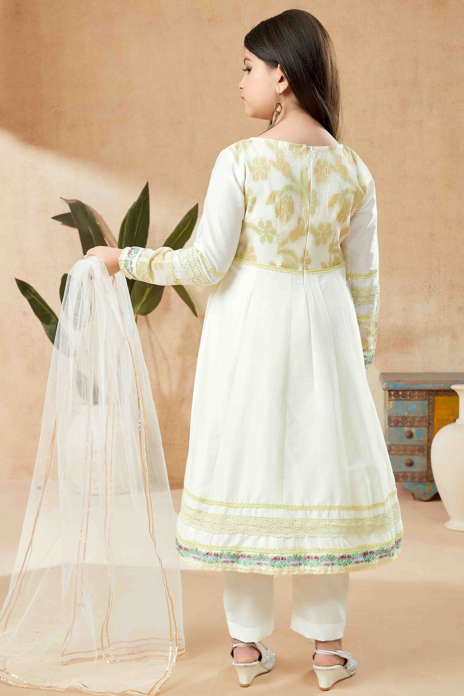 Off White Colour Cotton Silk Pant Style Suit GW1070779 A