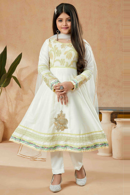 Off White Colour Cotton Silk Pant Style Suit GW1070779