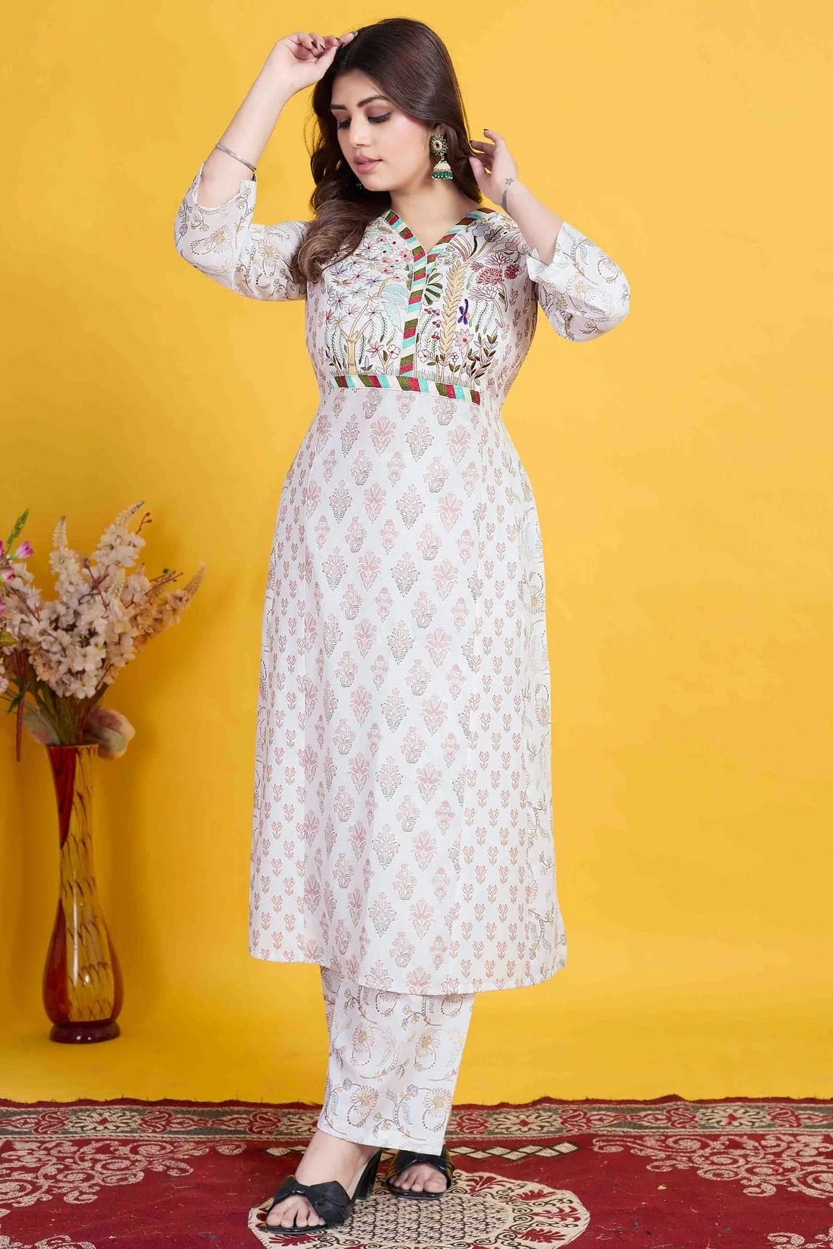 Off White Colour Cotton Stitched Pant Style Suit SS1140957