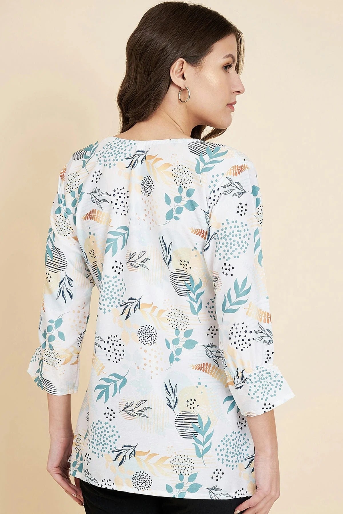 Off White Colour Crush Crepe Readymade Top TP1110841 A
