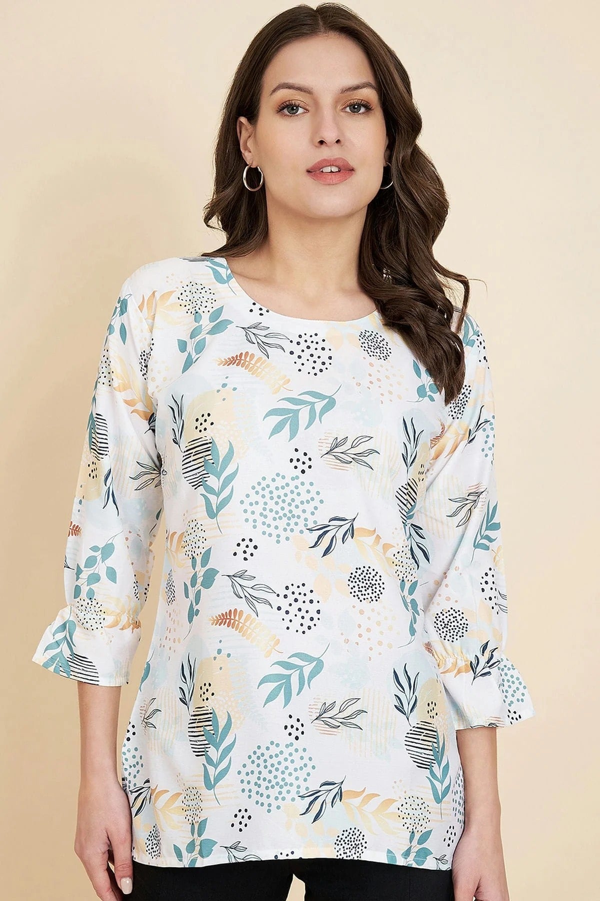 Off White Colour Crush Crepe Readymade Top TP1110841