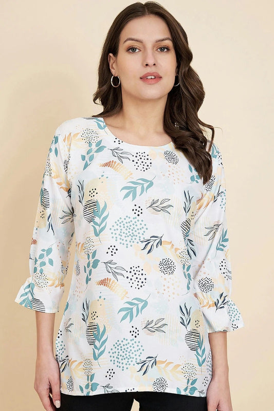 Off White Colour Crush Crepe Readymade Top TP1110841