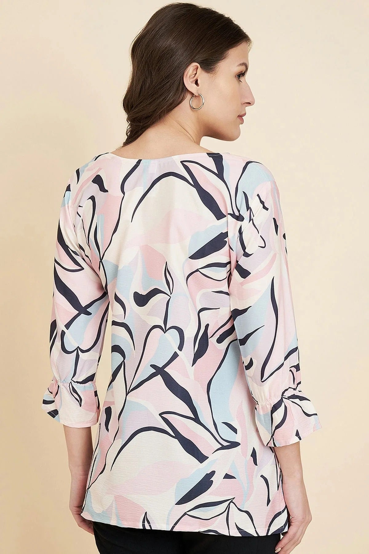 Off White Colour Crush Crepe Readymade Top TP1110843 A