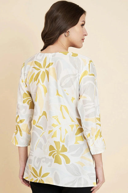 Off White Colour Crush Crepe Readymade Top TP1110845 A