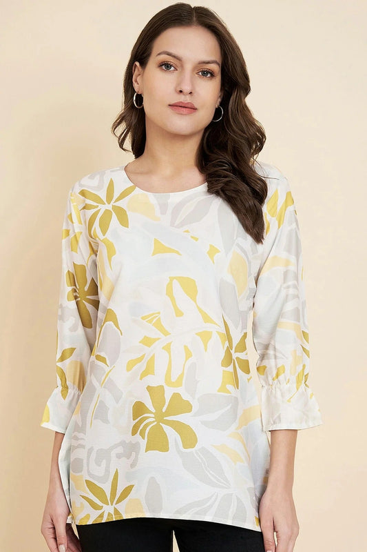 Off White Colour Crush Crepe Readymade Top TP1110845
