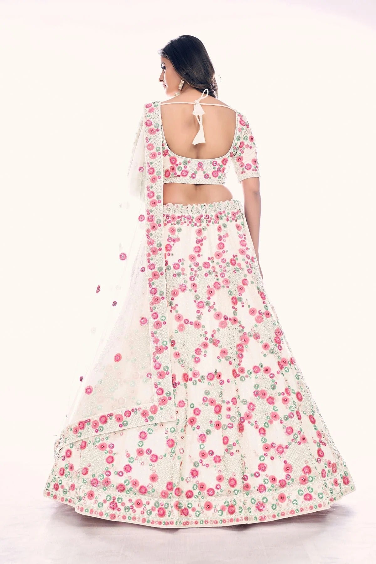 Off White Colour Embroidery Soft Net Lehenga Choli LD1080762 A