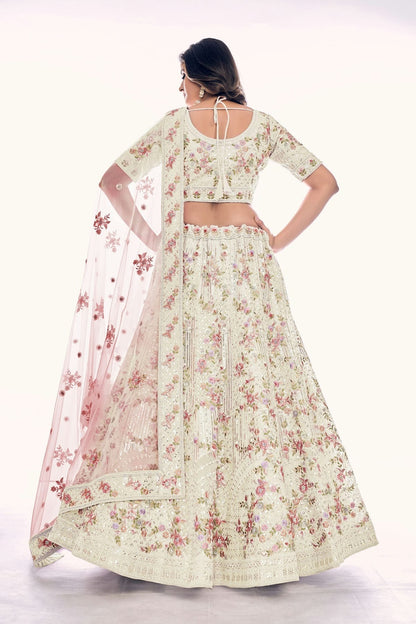 Off White Colour Embroidery Soft Net Lehenga Choli LD1080764 A