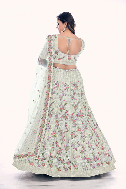 Off White Colour Embroidery Soft Net Lehenga Choli LD1080768 A