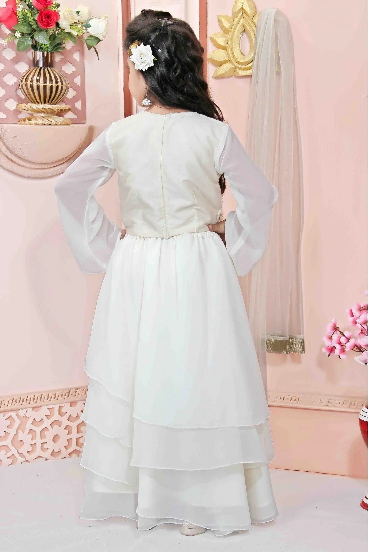 Off White Colour Faux Georgette Party Wear Lehenga Choli GW1070006 A