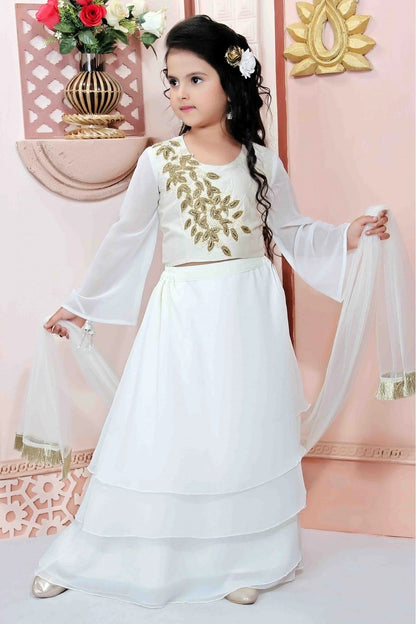 Off White Colour Faux Georgette Party Wear Lehenga Choli GW1070006