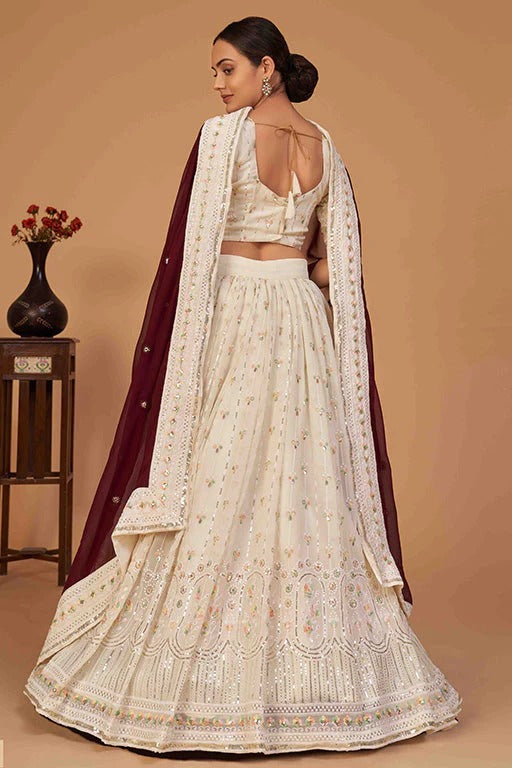 Off White Colour Georgette Designer Lehenga Choli LC1240094 A