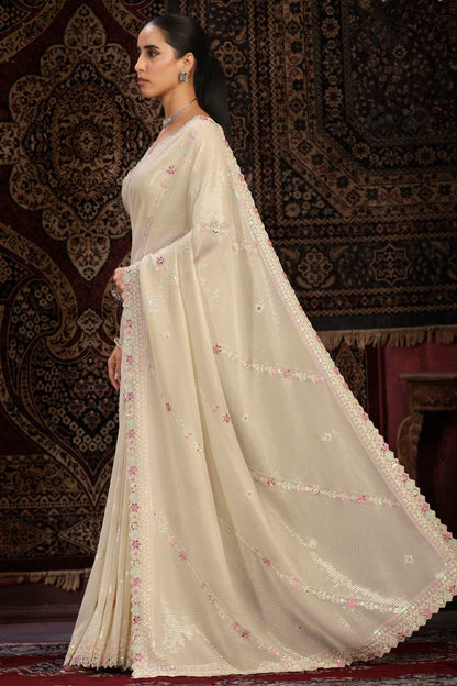 Off White Colour Georgette Designer Saree SD1080875 A