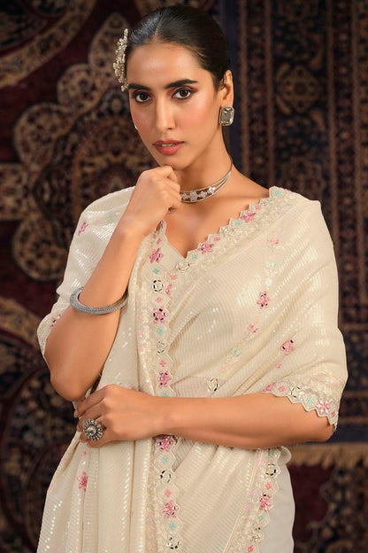 Off White Colour Georgette Designer Saree SD1080875 B