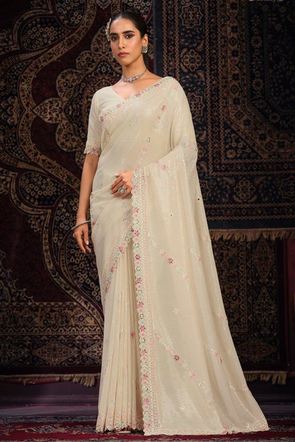 Off White Colour Georgette Designer Saree SD1080875