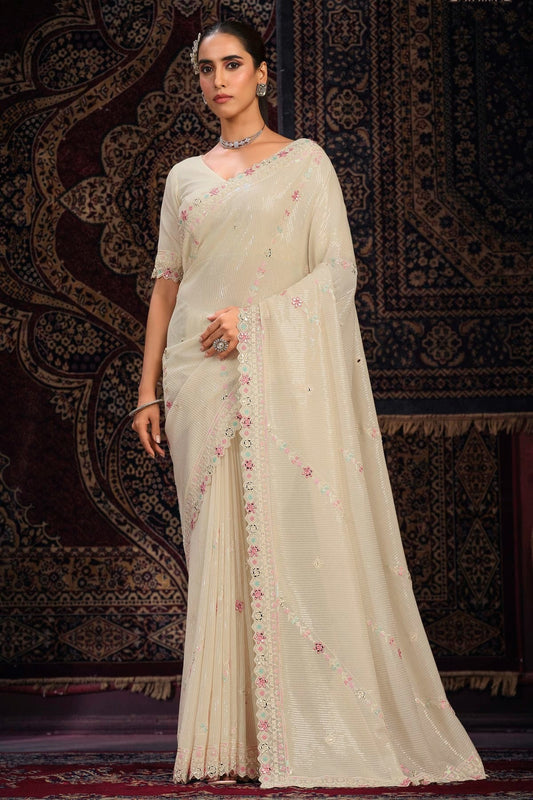 Off White Colour Georgette Designer Saree SD1080875